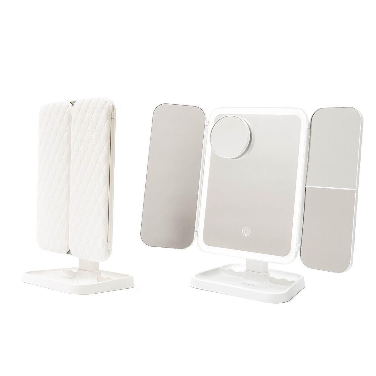 Espelho de Maquilhagem Tríptico Recarregável com LED