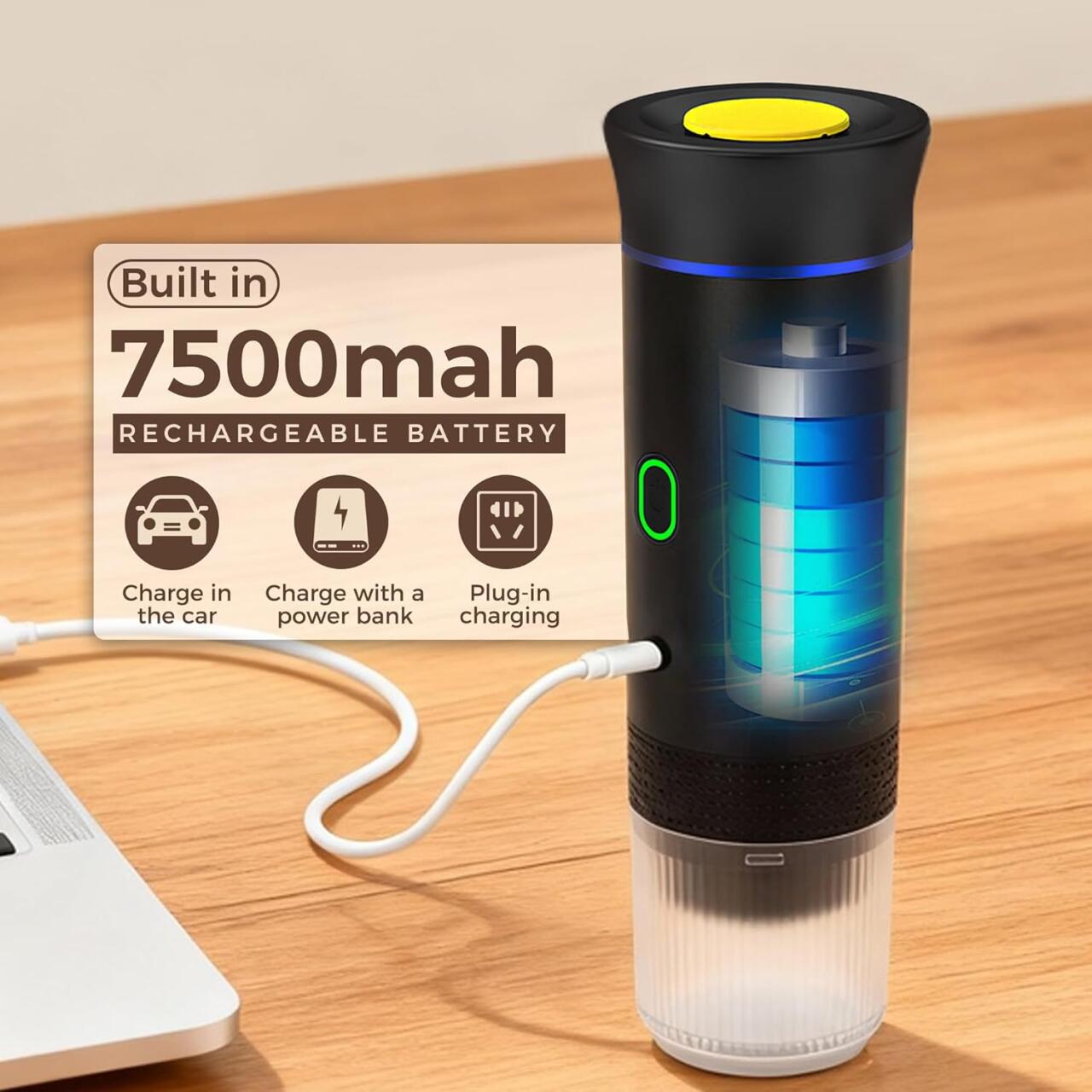 Cafeteria Portátil 3 em 1 – Máquina de Café Expresso Compacta e Recarregável